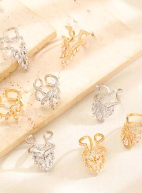 Fashion Metal Zircon Nail Cap Ring for Women Girls Simple Si