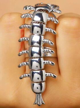 Stainless Steel Silver Color Centipede Ring for Women Man Ex