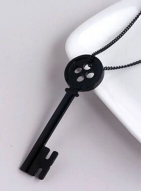 Movie Coraline Necklace Jewelry Black Button Key Of The Secr