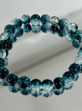 8MM Simple Round Beads Bracele Elasic Srech Handmade Cracked