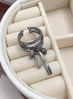 Ballet Style Bow Ribbon Open Ring for Women with A Niche Des