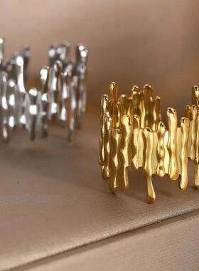 Simpliciy Sainless Seel Irregular Verical Bar Rings for Men