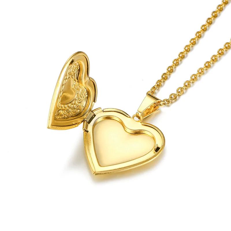 Trendy Stainless Steel Heart Locket Necklace for Women Girls - 图2