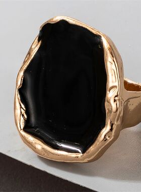 Bohemian Meal Large Black Sone Ring For Men And Women Charm