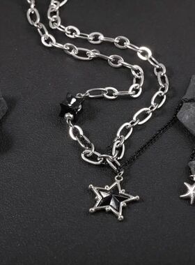 Sainless Seel Chains Black Sars Pendan Necklaces for Women M