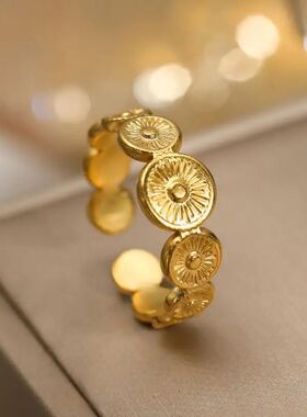 nd Geomeric Sainless Seel Open Rings for Women Men Gold Colo