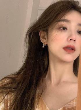 Fashion Small Simple Rhinestone Star Ear Buckle Hoop Earring