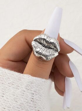 Lip Open Rings Irregular Leaf Pearl Ring Se Exaggeraed Luxur