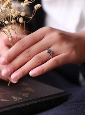 Retro Silver Colour Rose Fashion Women Girl Simple Ring Vale