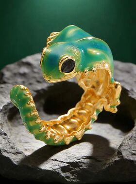 Punk Hip Hop Lizard Open Rings for Women Men Cute Metal Anim