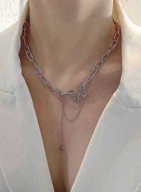 Fashion Choker Necklace for Women Silver Color Butterfly Sho