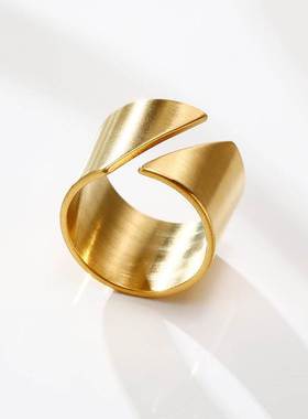 Stainless Steel Modern Wrap Wide Ring for Women Geometric Fi
