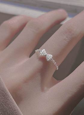 Multilayer Rings For Women Finger Chain Link White Gold Thic