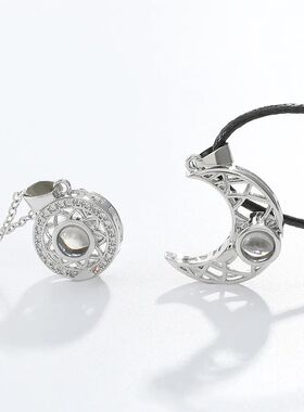 2Pcs/se Magneic Couple Maching Necklace 100 Languages I Love