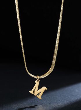 A-Z Alphabet Gold Plated Stainless Steel Pendant Necklace fo