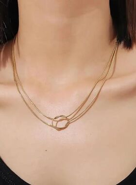 Sainless Seel Gold Color Knoed Snake Chain Necklace for Wome