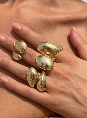 Ingemark 4Pcs/Set Punk Hip-Hop Irregular Geometric Rings for