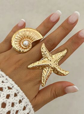 Seabeach Gold Color Sarfish Conch Ring for Women New Fashion
