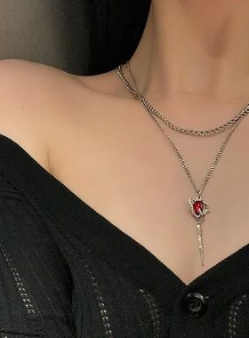 Romanic Gohic Rose Flower Clavicle Chain Necklace for Women