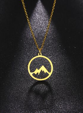 Jeshayuan Circle Mounains Pendan Necklace Women Sainless See