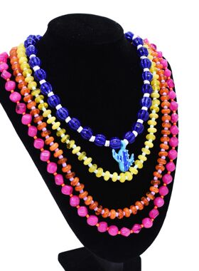 Colorful Hand-made Beaded Multi-Layer Stacked Necklace Cactu