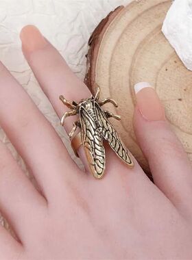 Retro Metal Insect Opening Ring for Women Punk Gold Silver C