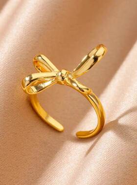 Bowknot Rings for Women Girls Open Waterproof Premium Stainl