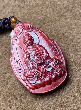 正宗印度小叶紫檀木雕观音/普度众生项链吊坠佛牌车挂件手把件