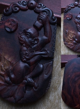 猴生肖合集 海南黄花梨木雕十二生肖猴项链吊坠车挂件手把件