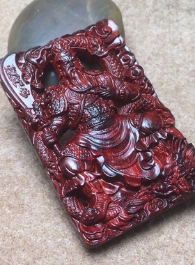 印度小叶紫檀木雕关羽车挂件关公佛牌项链吊坠男护身符挂坠手把件