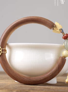 印度老山檀香手镯黑肉老料贵妃镯手串手链檀木镯子圆环手环女士细