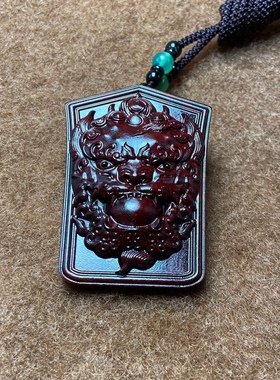 正宗印度小叶紫檀 木雕瑞士兽面 项链吊坠 车挂件 手把件