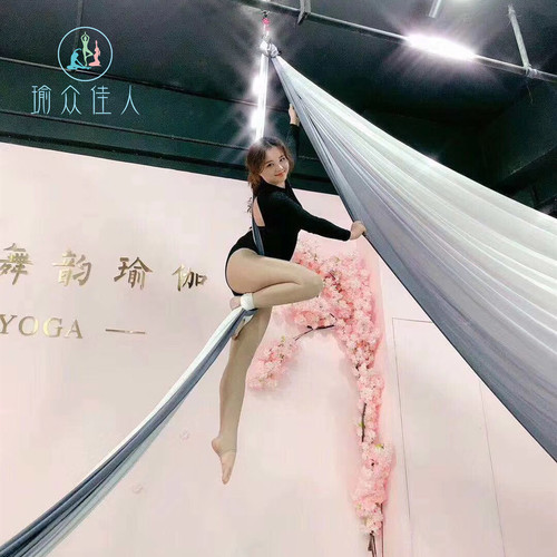 空中瑜伽吊床彩色布料单点式微弹吊绳悬挂式支架吊带高空空中瑜伽 - 图3