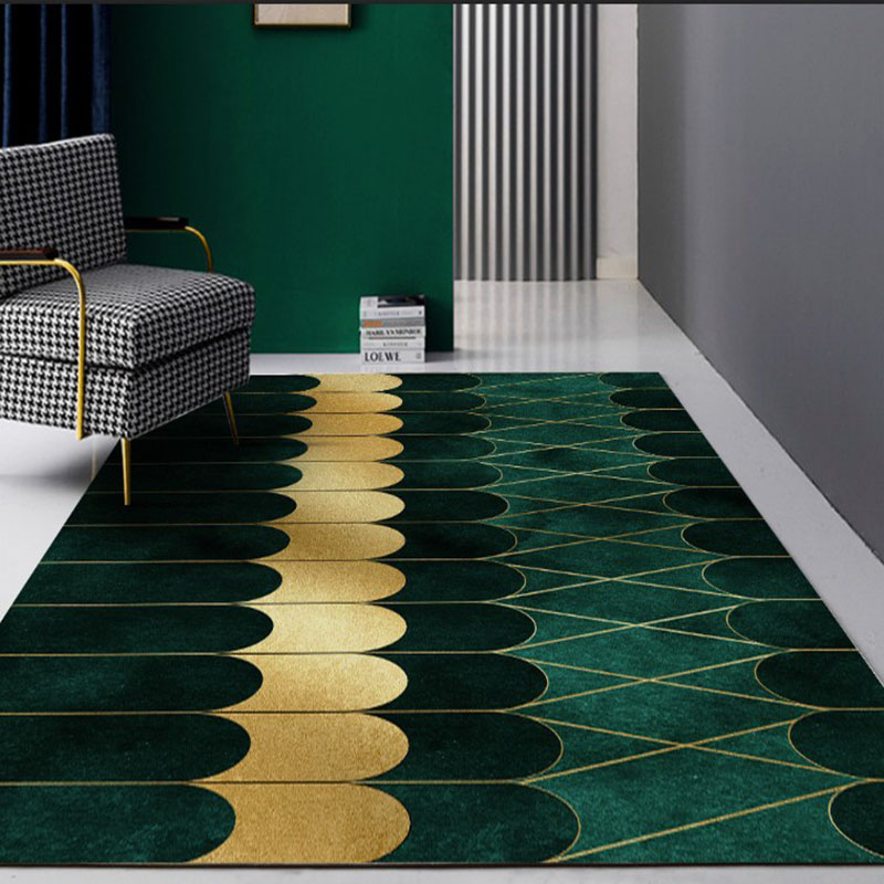 绿色轻奢客厅地毯简约沙发茶几垫卧室满铺房间地毯美式墨绿色地毯