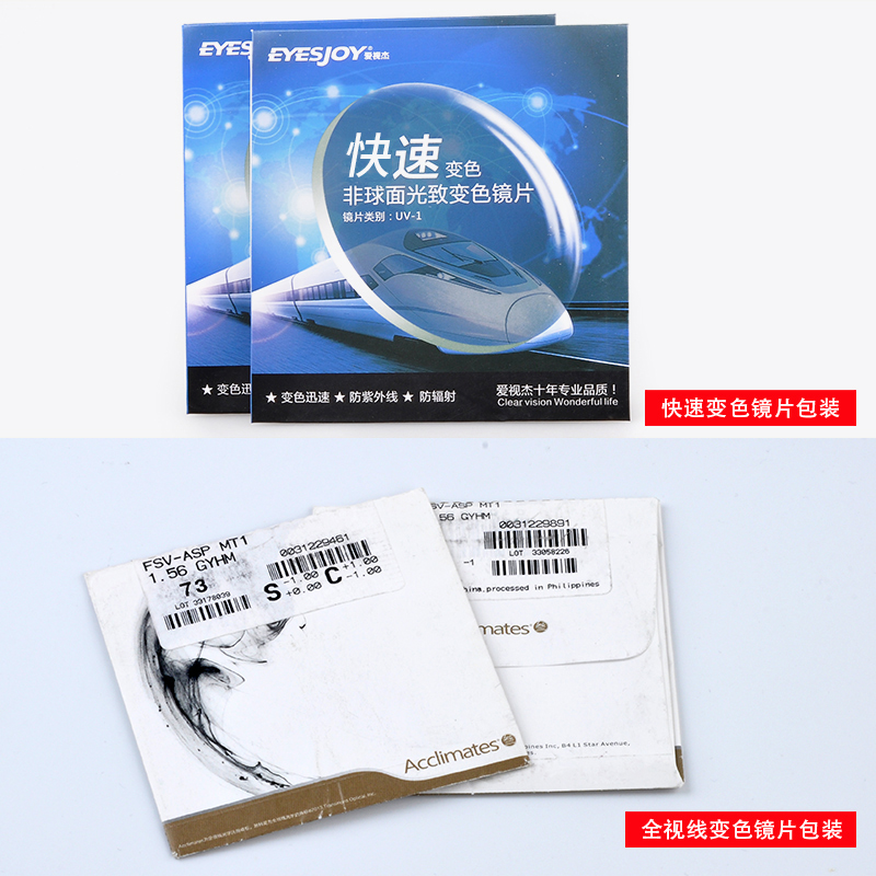 爱视杰旗舰店爱视杰1.56快速变色近视镜片非球面树脂全视线变色镜片近视眼镜片3