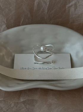 ins珍珠戒指食指戒小众设计感指环独特简约气质高级感手饰女现货