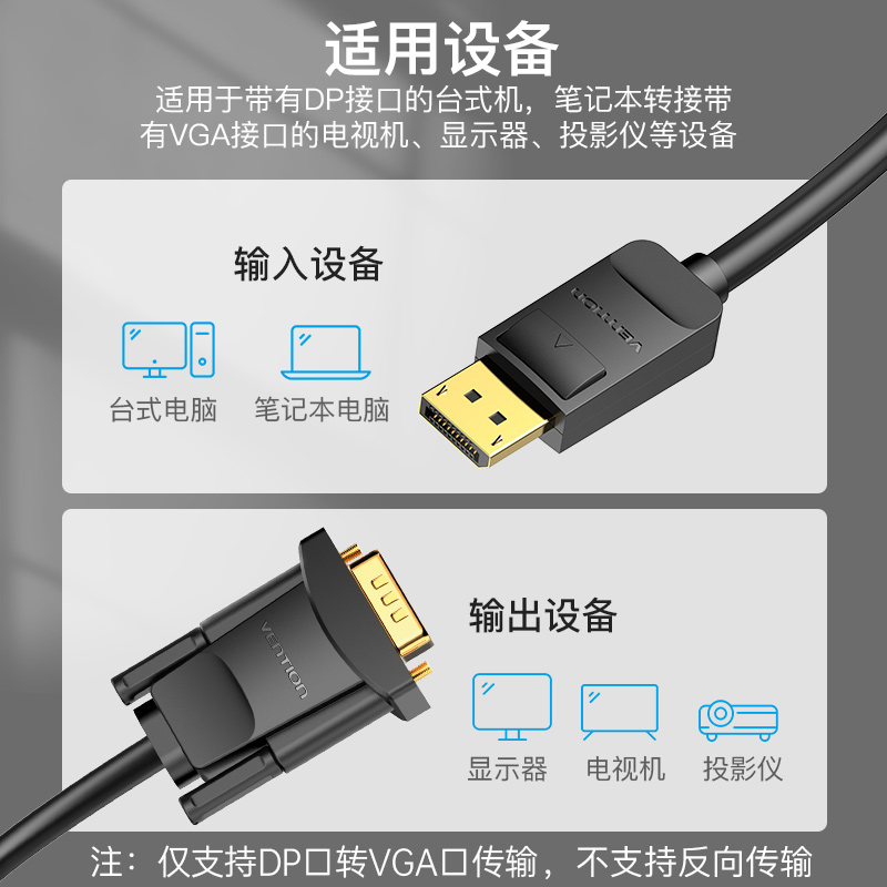 威迅dp转vga线vja接口转换器大displayport电脑显卡显示器转接头 - 图3