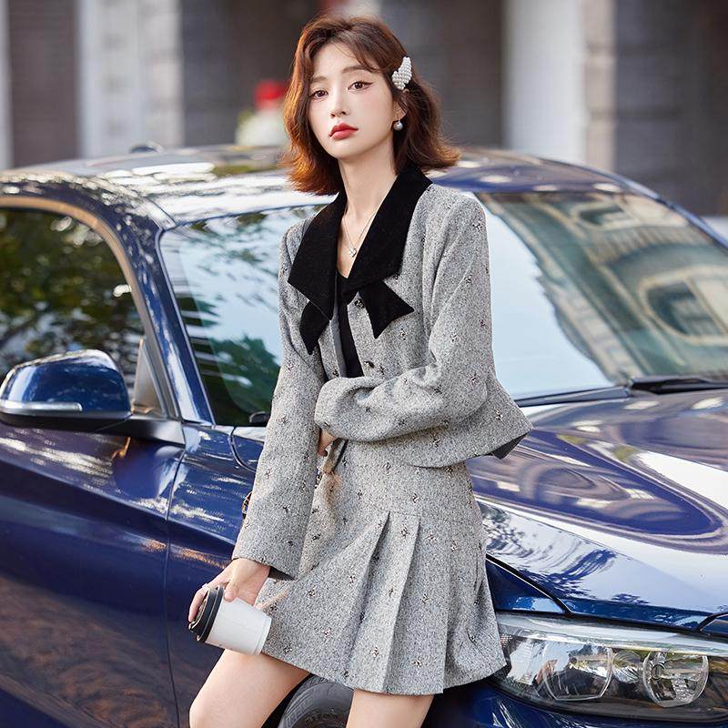 小香风名媛一整套装女2025年春秋新款复古法式名媛上衣百褶半身裙,淘宝优惠券,粉丝福利购,淘宝优惠卷