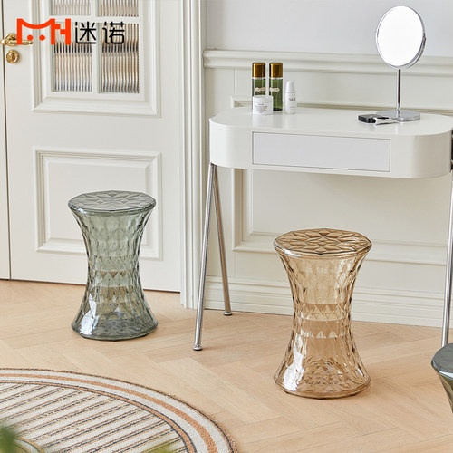 北欧创意钻石水晶凳Stone stool透明凳亚克力浴室凳设计椅换鞋凳 - 图1