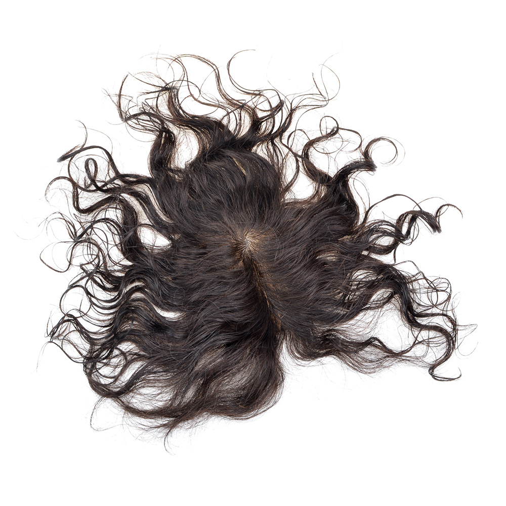 假发片一片式无痕头顶补发片真发女短卷发中老年遮白发自然斜刘海-图3