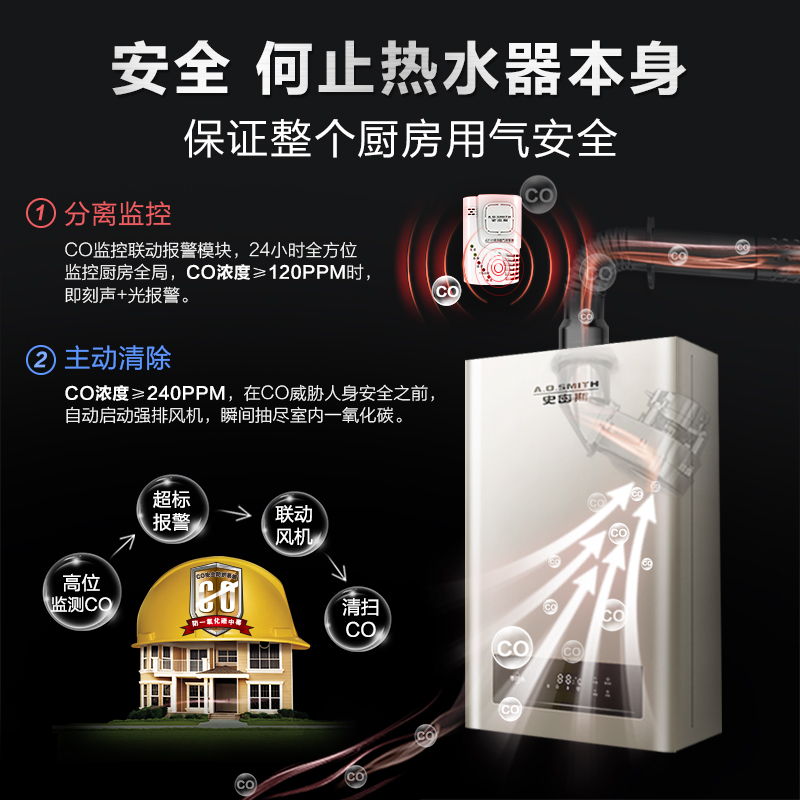 ao史密斯16升家用专利巡航热水器 A.O.史密斯燃气热水器