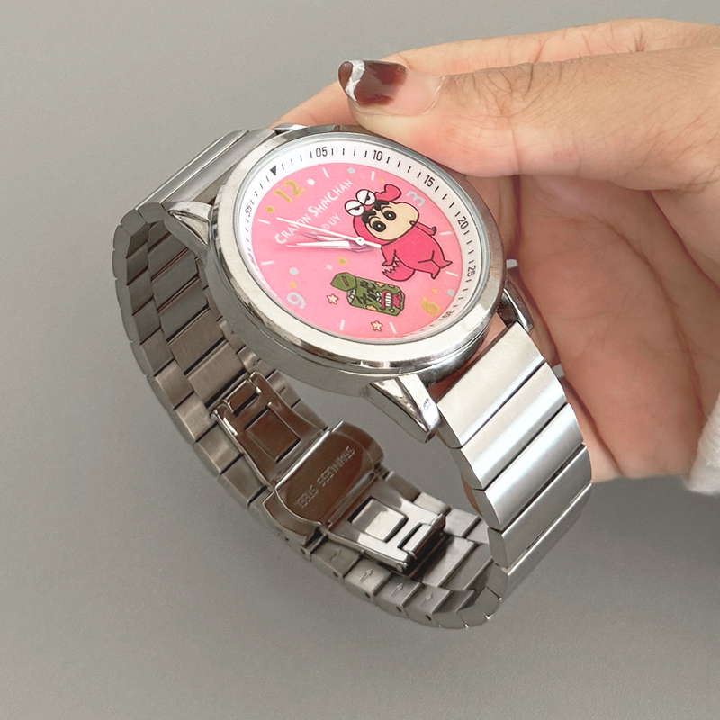 适用三福动漫小新卡通手表竹节金属不锈钢表带新款高级20mm腕带18 - 图1