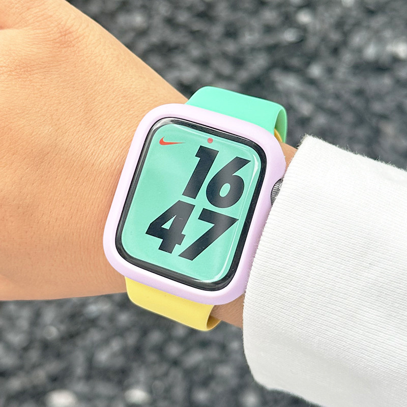 拼色硅胶iwatch表带运动保护壳se适用s9苹果applewatch手表s8新款,淘宝优惠券,粉丝福利购,淘宝优惠卷