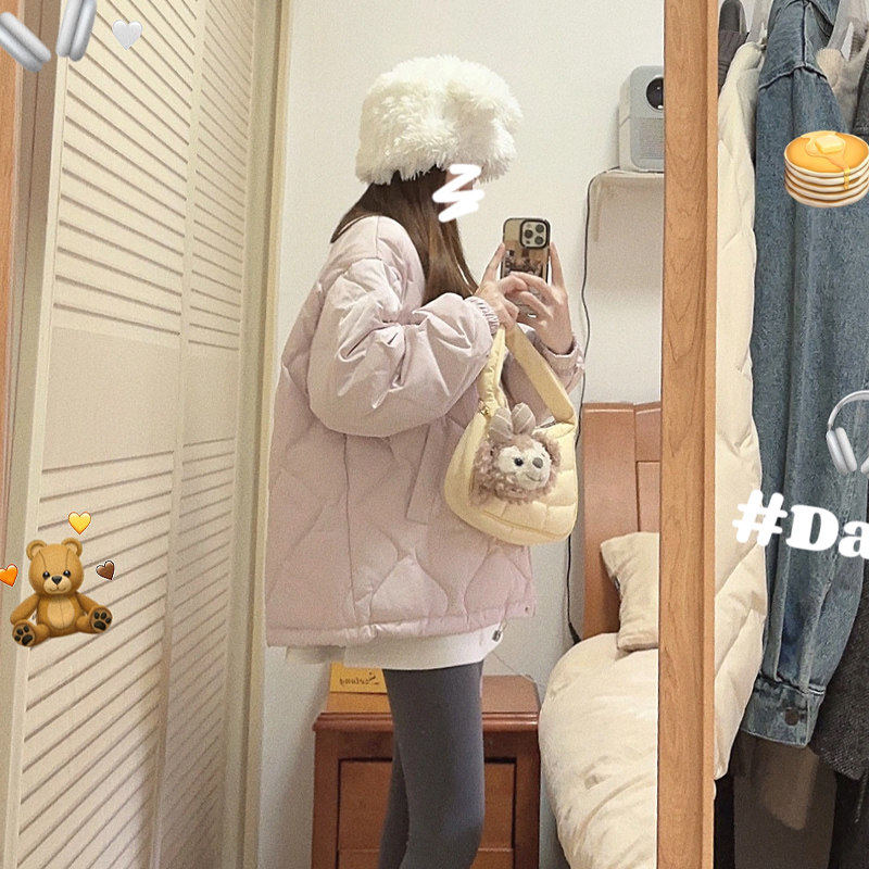 羽绒棉服女冬季2024新款冬装韩系棉袄秋冬铺棉外套菱格小个子棉衣,淘宝优惠券,粉丝福利购,淘宝优惠卷