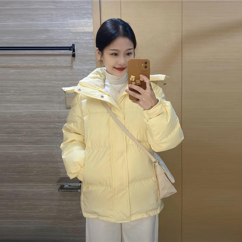 超好看中戏短款奶黄色羽绒棉袄女2024韩系冬装新款小个子洋派棉服,淘宝优惠券,粉丝福利购,淘宝优惠卷