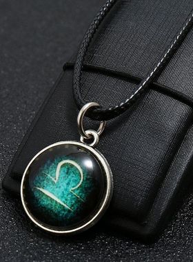 厂家直销韩版夜光12星座项链简约吊坠学生清新长款颈链服饰配饰