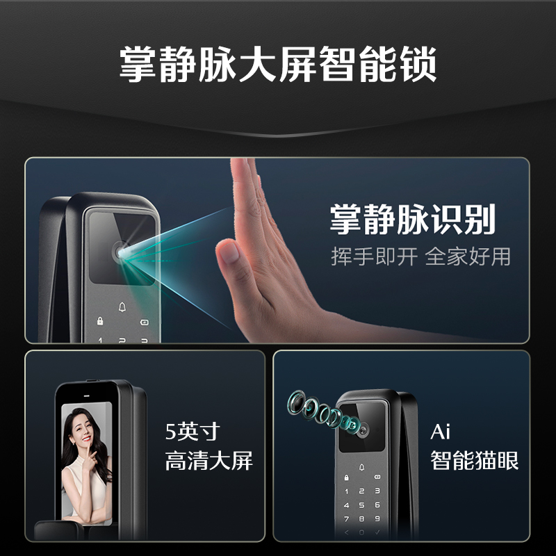 德施曼家用智能门锁可视猫眼掌静脉智能锁非指纹锁Q50MV Pro - 图0