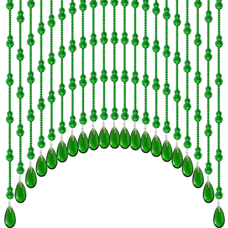绿色水晶门帘珠帘客厅过道玄关隔断帘卧室大门对卫生间免打孔挂帘 - 图3