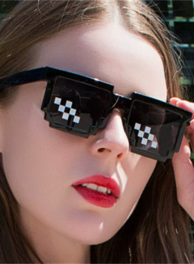 靓仔马赛克眼镜大佬搞怪蹦迪像素墨镜蛋仔派对搞笑儿童沙雕太阳镜