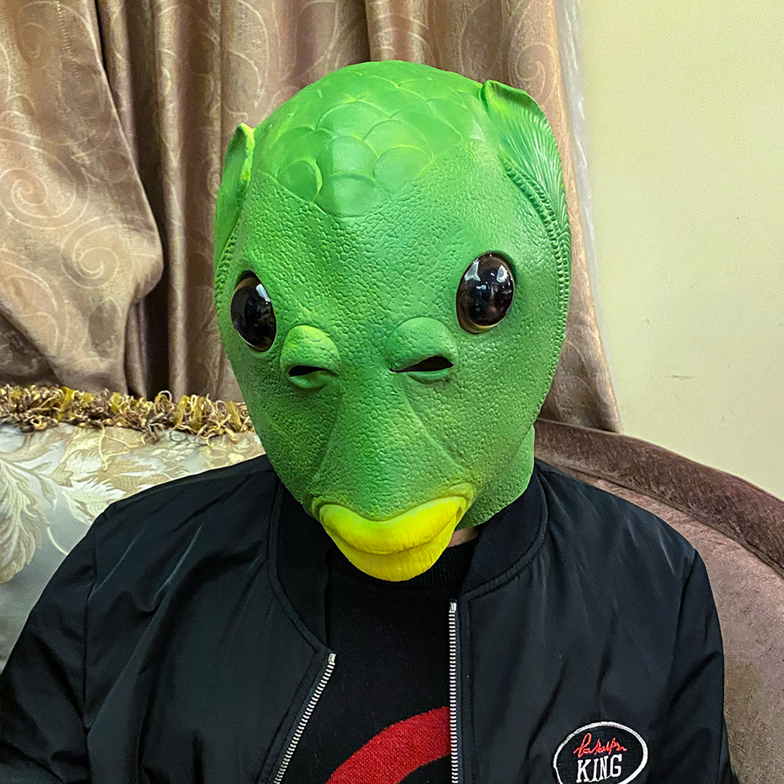 抖音同款沙雕怪怪鱼面具万圣节鱼类舞会绿鱼搞笑头套动物演出